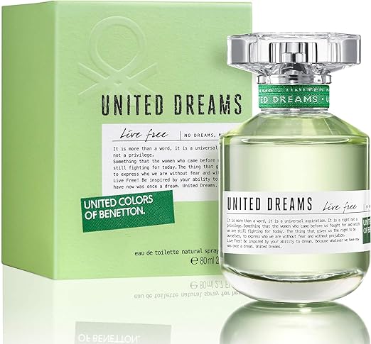 United Colors of Benetton Dreams Live Free Eau De Toilette Spray For Women, 80 Ml